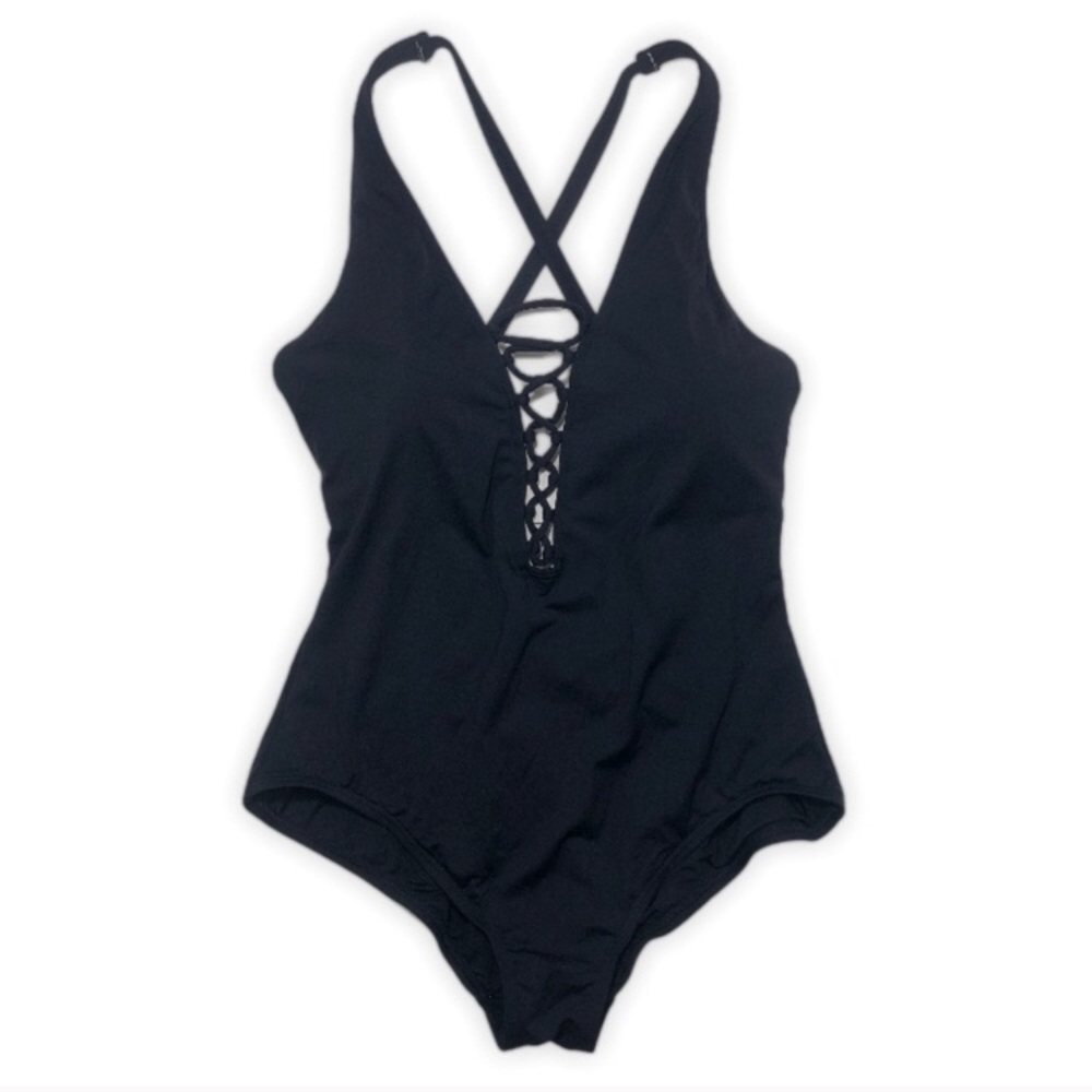 Michael Kors lace up front strappy one piece swim